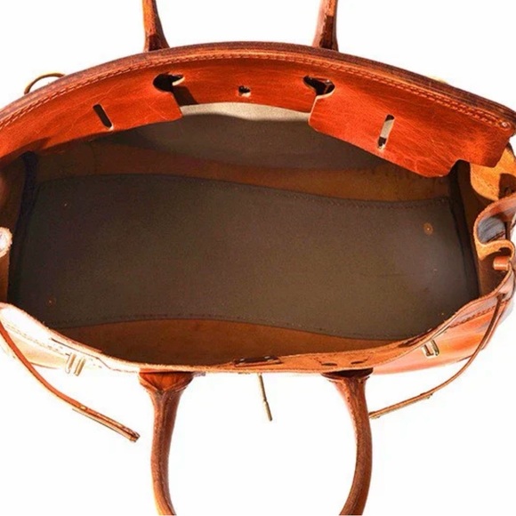 Atorie Old Urban Women's Tan Leather and Green Canvas Bag - Picture 12 of 16